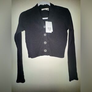 Back Beat Co. Black Hemp Shrunken Cardigan NWT